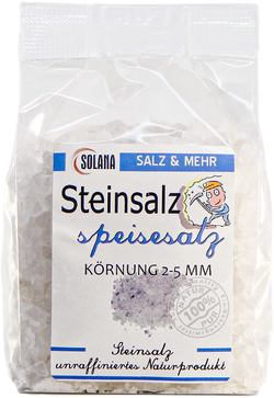 KRISTALLSPEISESALZ STEIN KÖRNUNG 5 MM 600g