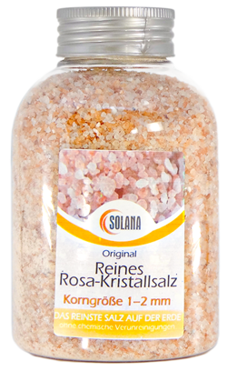 REINES ROSA KRISTALLSALZ (bekannt als Himalaya Salz)  KÖRNUNG 1-2 mm   Flasche 600g