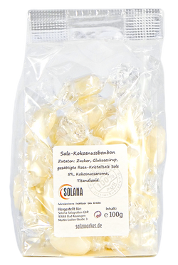 SALZBONBONS AUS HIMALAYA-KRISTALLSALZ-SOLE - KOKOS  100g