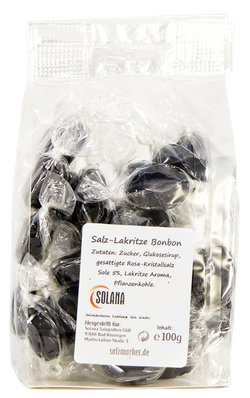 SALZBONBONS AUS HIMALAYA-KRISTALLSALZ-SOLE - LAKRITZE   100g