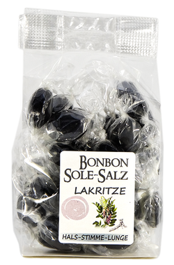 SALZBONBONS AUS HIMALAYA-KRISTALLSALZ-SOLE - LAKRITZE   100g