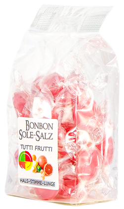 SALZBONBONS AUS HIMALAYA-KRISTALLSALZ-SOLE - TUTTI FRUTTI   100g