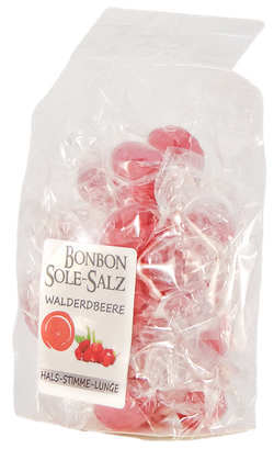 SALZBONBONS AUS HIMALAYA-KRISTALLSALZ-SOLE - WALDERDBEERE 100g