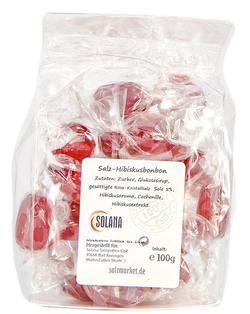 SALZBONBONS AUS ROSA KRISTALLSALZ-SOLE - HIBISKUS 100g