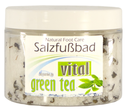 SALZFUßBAD VITAL - Grüne Tee -Blätter und -Öl Glas 500 g