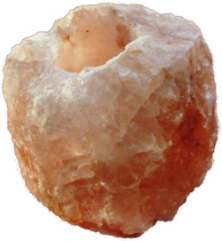 SALZKRISTALL - TEELICHTHALTER  "NATUR" GROSS VON 1,1 KG