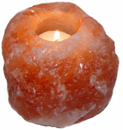 SALZKRISTALL - TEELICHTHALTER  "NATUR" GROSS VON 1,1 KG