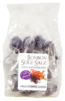 ZUCKERFREIE SALZBONBONS MIT ROSA-KRISTALLSALZ-SOLE - HOLUNDERBEERE  100g