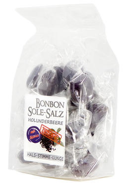 ZUCKERFREIE SALZBONBONS MIT ROSA-KRISTALLSALZ-SOLE - HOLUNDERBEERE  100g