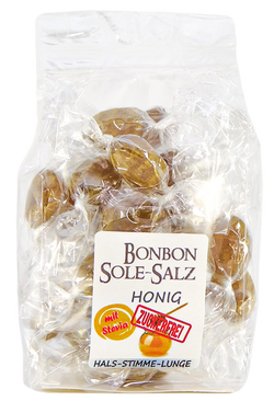 ZUCKERFREIE SALZBONBONS MIT ROSA-KRISTALLSALZ-SOLE - HONIG  100g