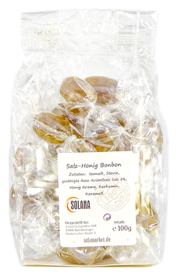 ZUCKERFREIE SALZBONBONS MIT ROSA-KRISTALLSALZ-SOLE - HONIG  100g