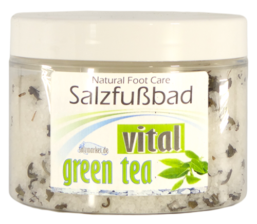 SALZFUßBAD VITAL - Grüne Tee -Blätter und -Öl Glas 500 g