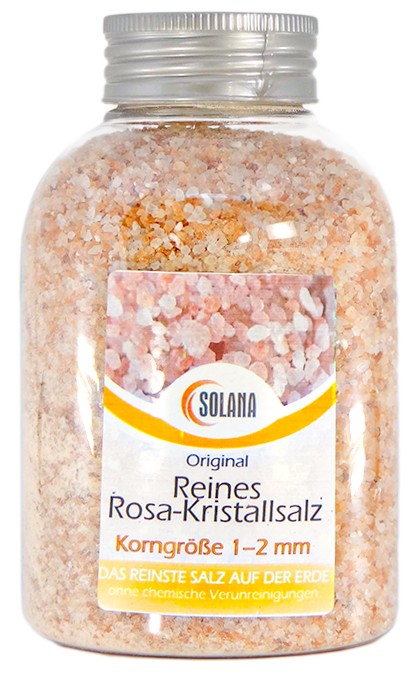 REINES ROSA KRISTALLSALZ (bekannt als Himalaya Salz)  KÖRNUNG 1-2 mm   Flasche 600g