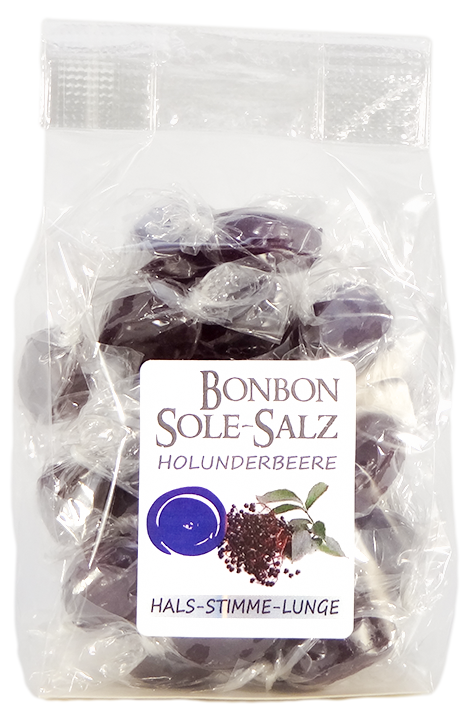 SALZBONBONS AUS HIMALAYA-KRISTALLSALZ-SOLE - Holunderbeere   100g