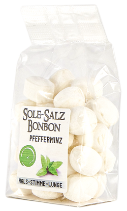 KRISTALL SALINENBONBONS AUS NATURSOLE - MINZE  100g