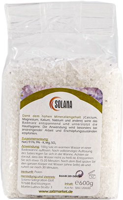 Kristallbadesalz mit Magnesium und Kalium Körnung 1-2 mm 600 G