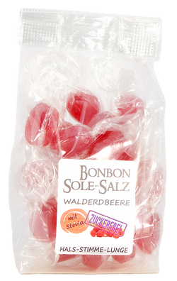 Zuckerfreie Salzbonbons mit Rosa-Kristallsalz-Sole - Walderbeere 100 g