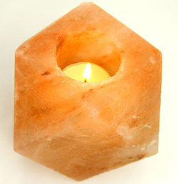 Salzkristall - Teelichthalter "Diamant Gross"