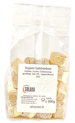 Kristall-Salinenbonbons aus Natursole, Ingwer 100 g