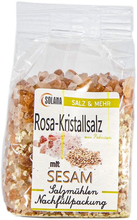 SALZKRISTALLE REINES ROSA ( bekannt als Himalaya Salz) MIT SEZAM 300 Gramm Beutel