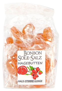 Salzbonbons aus rosa Kristallsalz-Sole - Hagebutten 100 g