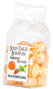 Kristall-Salinenbonbons aus Natursole, Sanddorn-Melisse 100 g