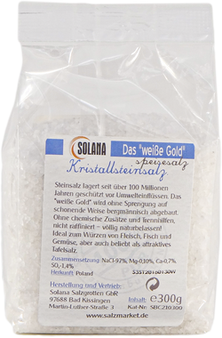 Kristallspeisesalz Stein Körnung 1-2 mm 300 g