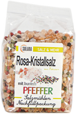 Salzkristalle Reines Rosa (bekannt als Himalaya Salz) mit buntem Pfeffer 300 Gramm Beutel