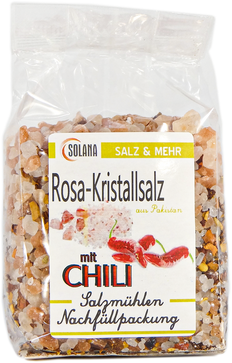 SALZKRISTALLE REINES ROSA ( bekannt als Himalaya Salz)  MIT CHILLI 300G