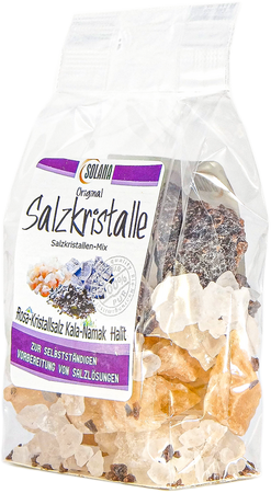 Salzkristallen-Mix aus Kala-Namak, Halit und Salzkristalle Reines Rosa (bekannt als Himalaya Salz) 600 Gramm Beutel