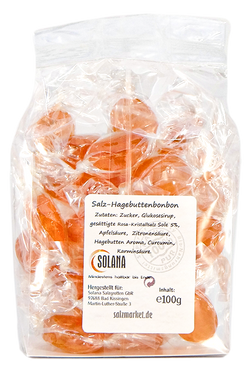 Salzbonbons aus rosa Kristallsalz-Sole - Hagebutten 100 g