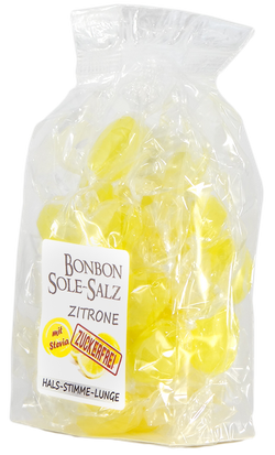 Zuckerfreie Salzbonbons mit Rosa-Kristallsalz-Sole - Zitrone 100 g
