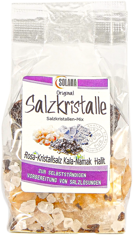 SALZKRISTALLEN-MIX aus KALA-NAMAK, HALIT UND SALZKRISTALLE REINES ROSA  (bekannt als Himalaya Salz)  300 Gramm Beutel
