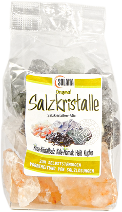 Salzkristall-Mix aus Kala-Namak, Halit, Salzkristalle Reines Rosa (bekannt als Himalaya Salz) und Salz mit Kupfer 300 Gramm Beutel