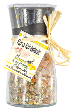 Avangarde Salz-Mühle - Rosa Kristallsalz (bekannt als Himalaya Salz) mit Kräuter und Zitrone 180 Gramm
