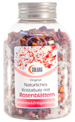 NATÜRLICHES BADEKRISTALLSALZ mit Rosenblättern 500 g Flasche