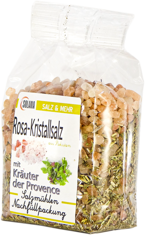 SALZKRISTALLE  REINES ROSA ( bekannt als Himalaya Salz) MIT KRÄUTER DER PROVENCE  300 Gramm Beutel