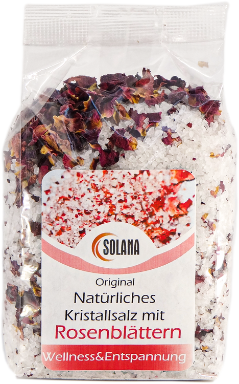 Natürliches Badekristallsalz mit Rosenblättern 300 g