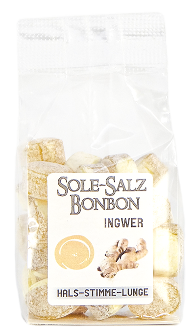 Kristall-Salinenbonbons aus Natursole, Ingwer 100 g